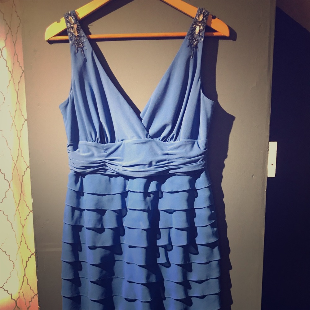 Blue Ruffled Cocktail Dress